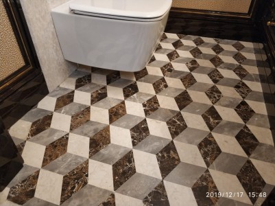 Мозаика из мрамора на полу - Мрамор FIOR DI BOSCO, Мрамор BOTTICINO FIORITO, Мрамор EMPERADOR DARK(3434) - январь 2020